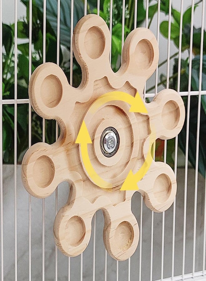 FORZENA Chinchilla Chew Toys Rotating Natural Wood Teeth Grinding Interactive Enrichment Toys Hanging Exercise Wheel for Small Pet Rat Hamster Ferret Bunny Squrriel (Snow) - Image 3